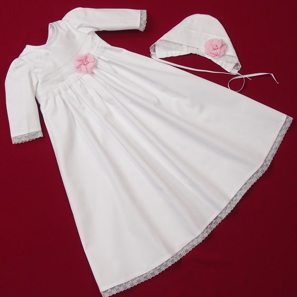 Christening Gown, Family Christening Gown Girl With Cap, Model {T04} Baptism Dress, Christening Dress Baby Lace