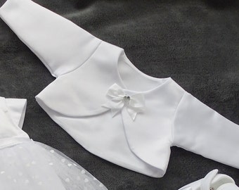 Bolero, Jäckchen, Farbe: weiss, Satin, Gr. 56, 62, 68, 74, 80, 86, 92, 98, Baptism, Christening, Baby Bolero, -B430WB-