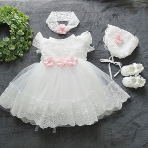 Christening dress, party dress + headband + shoes size 62, 68, 74, 80, 86, 92, 98 Baptism Dress, Christening Dress Baby Lace