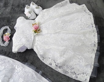 Robe de baptême robe de bébé robe de baptême robe de baptême blanche bébé boho robe bébé fille robe en dentelle bébé fille robe de mariée