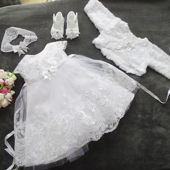 Luis♥ Taufkleid +Bolero +Stirnband Babykleid Tüll 62,68,74,80,86,92,98