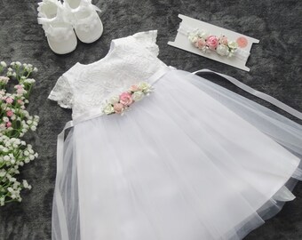 Christening dress, christening gown, baby girl dress, lace dress, flower girl dress, christening dress lace
