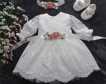 Taufkleid Babykleid 62 68 74 80 86 Taufkleid Elfenbein Taufkleid Baby Boho Kleid Baby Mädchen Spitzenkleid  Mädchen Hochzeitskleid Armina