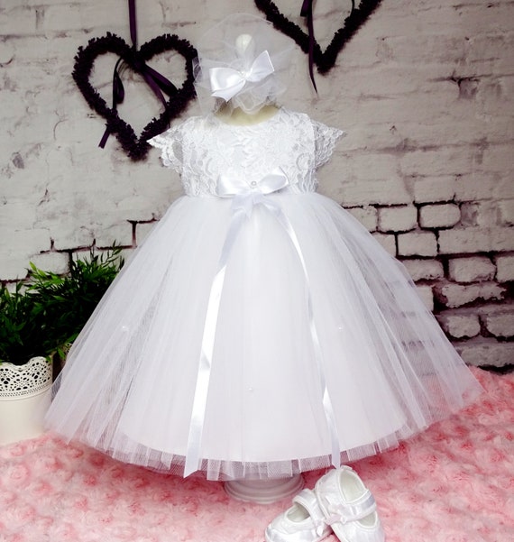 PRINCESSIN Taufkleid Set 3-teilig Stirnband Schuhe 56-98 TOP QUALITÄT