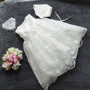ISABELL christening dress, party dress + headband + hat set 3 pieces size 62,68, 74, 80, 86,92,98,104