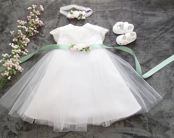 Christening dress baby dress Christening dress white Christening dress baby boho dress baby girl lace dress baby girl wedding dress