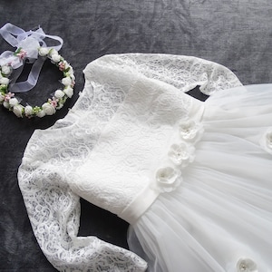 Lace flower girl, lace girl dress, ecru lace dress, flower girl dress ecru lace, first communion dress size 122-164