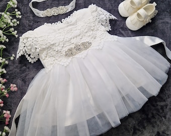 Robe de baptême fille bébé, robe de fête robe de baptême ivoire, robe bébé bébé boho robe bébé fille robe en dentelle robe baptême bébé fille