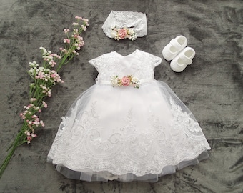 Baby Girl Princess Wedding Baptism Dress Tulle Party Dress Flower Girl Dress Christening Dress Baptism Baby Clothes