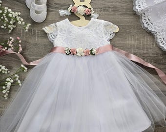 Christening dress baby dress christening dress white christening dress baby boho dress baby girl lace dress baby girl wedding dress