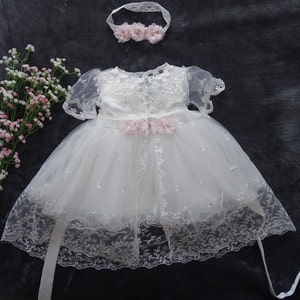 Christening dress for girls baby, party dress christening dress ivory, baby dress baby boho dress baby girl lace dress robe baptême bébé fille