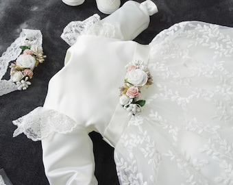 Baby Girl Princess Wedding Christening Dress Tulle Party Dress Flower Girl Dress Christening Dress Baptism Dress Baptism Baby Clothes