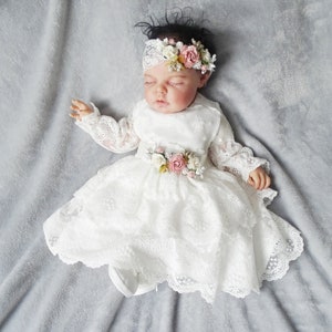 CHANTAL Christening Dress Baby Dress 62 68 74 80 86 Christening Dress Ivory Christening Dress Baby Boho Dress Baby Girl Lace Dress Girl Wedding Dress