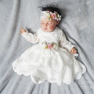 CHANTAL  Taufkleid Babykleid 62 68 74 80 86 Taufkleid Elfenbein Taufkleid Baby Boho Kleid Baby Mädchen Spitzenkleid  Mädchen Hochzeitskleid