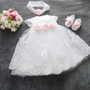 Taufkleid Mädchen Baby, Babykleid, Taufkleid Baby Boho Kleid Baby Mädchen Spitzenkleid Florales Babykleid Baby Mädchen Hochzeitskleid Bild 1