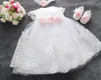 Taufkleid Mädchen Baby, Babykleid, Taufkleid  Baby Boho Kleid Baby Mädchen Spitzenkleid Florales Babykleid Baby Mädchen Hochzeitskleid