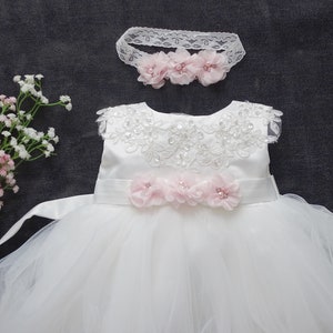 Robe de baptême fille bébé, robe de fête robe de baptême ivoire, robe bébé bébé boho robe bébé fille robe en dentelle robe baptême bébé fille image 2