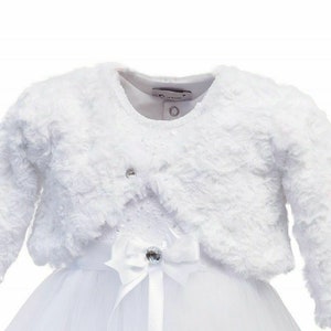 Bolero, rose bolero, jacket, color: white, size 56, 62, 68, 74, 80, 86, 92, 98, Baptism, Christening, Baby Bolero, -B410B-