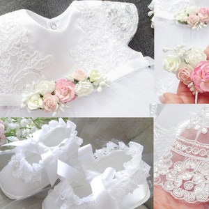 Baptism Dress, Christening Dress, Baby Girl Dress, Lace Dress, Flower Girl Dress, Lace Christening Gown, **Shoes FREE**