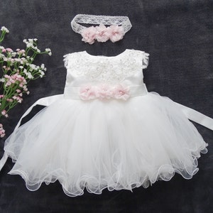 Robe de baptême fille bébé, robe de fête robe de baptême ivoire, robe bébé bébé boho robe bébé fille robe en dentelle robe baptême bébé fille image 1