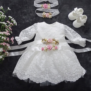 Baby girls princess wedding baptism dress tulle party dress flower girl dress christening dress baptism baby clothing