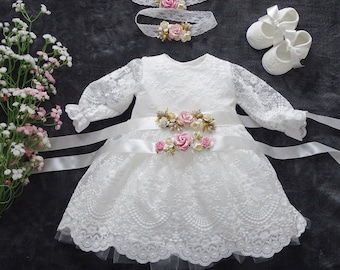 Baby Mädchen Prinzessin Hochzeit Taufe Kleid Tüll Partykleid Blumenmädchenkleid Taufkleid Taufkleid Taufe Babybekleidung