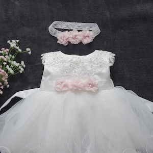 Robe de baptême fille bébé, robe de fête robe de baptême ivoire, robe bébé bébé boho robe bébé fille robe en dentelle robe baptême bébé fille image 5