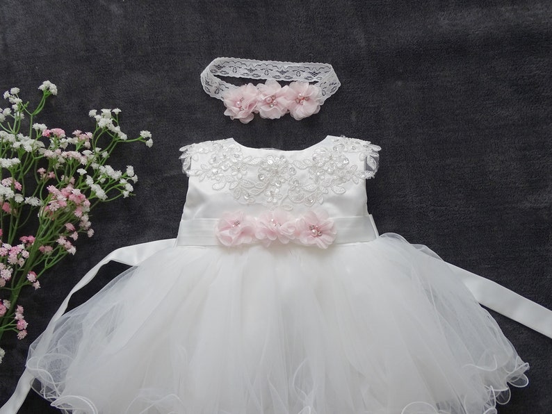 Robe de baptême fille bébé, robe de fête robe de baptême ivoire, robe bébé bébé boho robe bébé fille robe en dentelle robe baptême bébé fille image 5