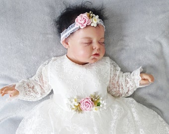 Robe de baptême de mariage princesse pour petites filles, tenue de soirée en tulle, à fleurs, vêtements de baptême pour bébés