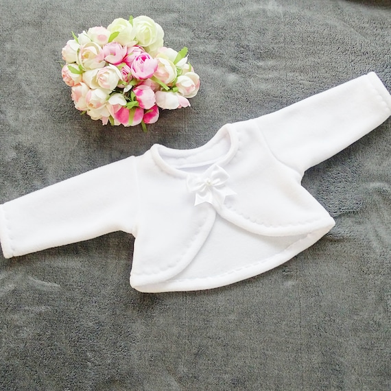 Bolero jacket color white fleece size 56 62 68 74 80 86 92 98 Baptism Christening Baby Bolero B420WB