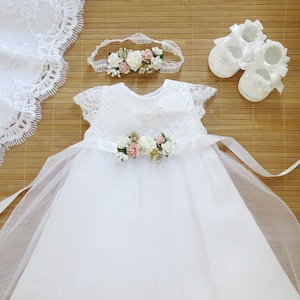 Baptism dress baby dress christening dress white christening dress baby boho dress baby girl lace dress baby girl wedding dress image 2