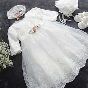 VALENTINA Christening dress baby dress 62 68 74 80 86 Christening dress ivory Christening dress baby boho dress baby girl lace dress baby wedding dress