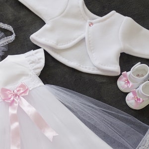 Christening dress, party dress headband, set of 4 pieces Livia Color: white/pink Size 56, 62, 68, 74, 80, 86, 92, 98 image 4