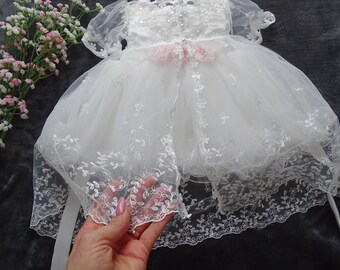 Robe de baptême fille bébé, robe de fête robe de baptême ivoire, robe bébé bébé boho robe bébé fille robe en dentelle robe baptême bébé fille