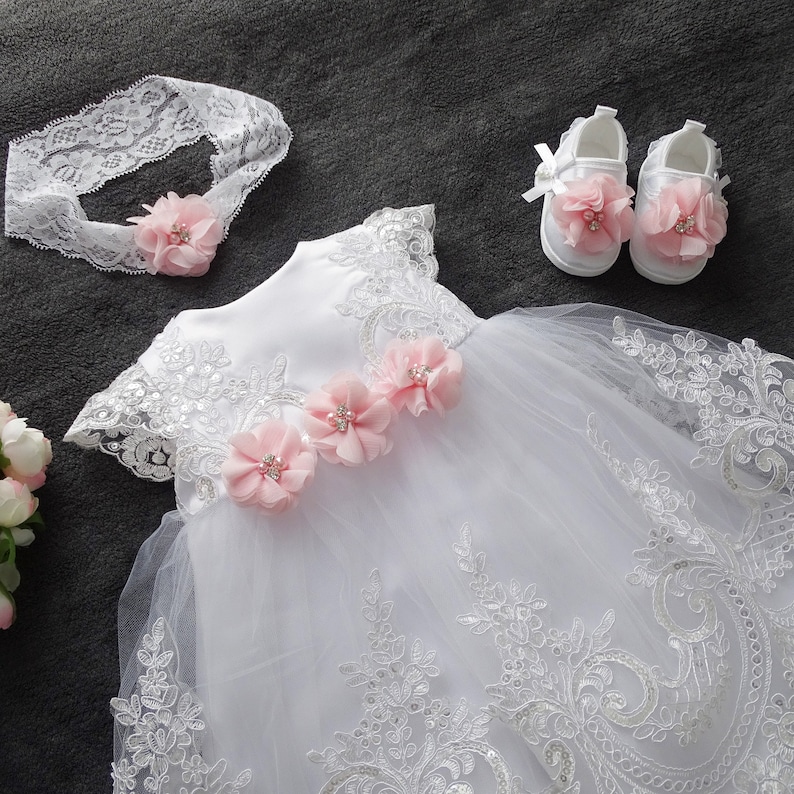 Taufkleid Mädchen Baby, Babykleid, Taufkleid Baby Boho Kleid Baby Mädchen Spitzenkleid Florales Babykleid Baby Mädchen Hochzeitskleid Bild 5