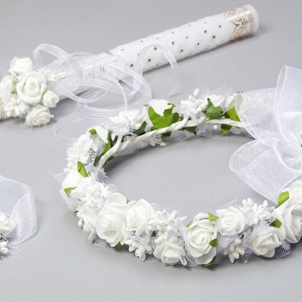 3-piece communion hair accessories headdress hair wreath bracelet COMMUNION WREATH (029)First Holy Communion wreath