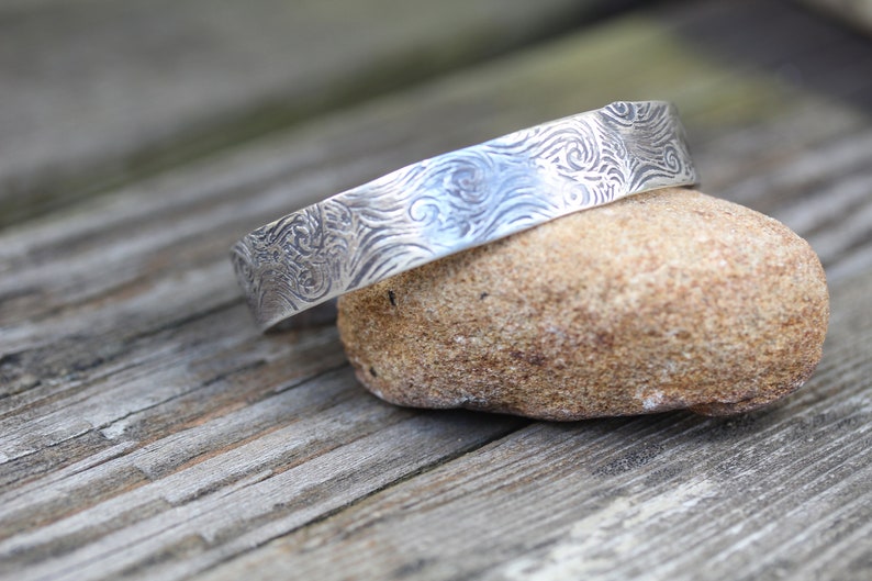 Sterling Silver Cuff Stamped with Air Pattern