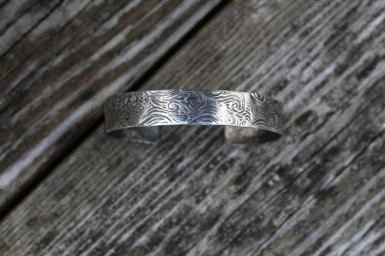 Sterling Silver Cuff Stamped with Air Pattern