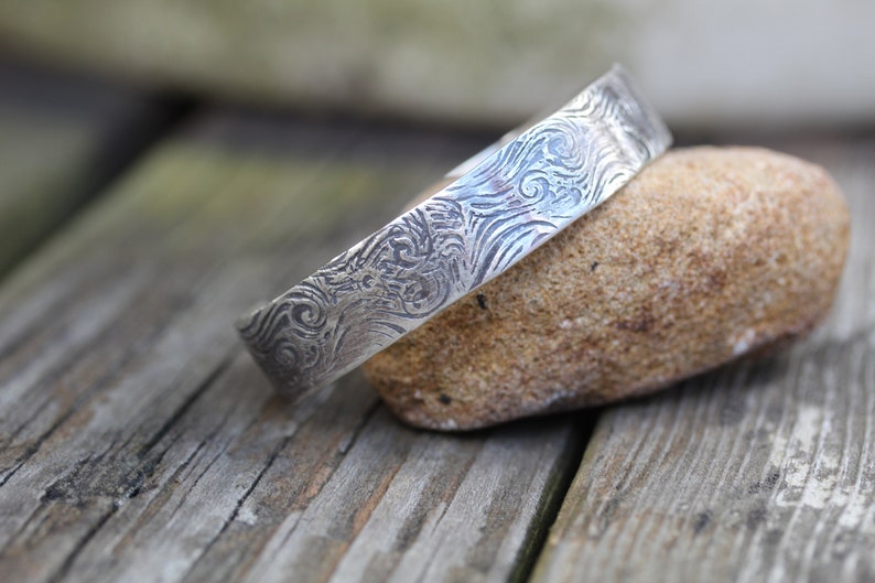 Sterling Silver Cuff Stamped with Air Pattern