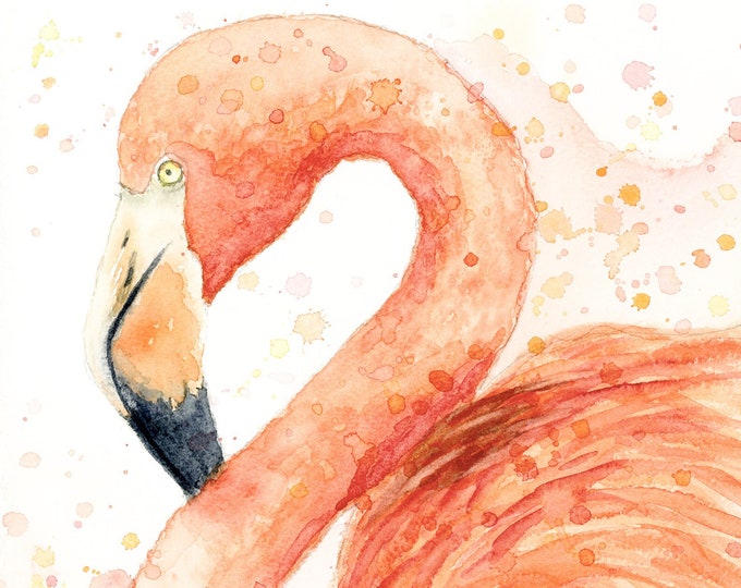 Flamingo, Watercolor, Giclee, Print, art, wall art, tropical, artwork, bird, home decor, Tom Dorsz Watercolor