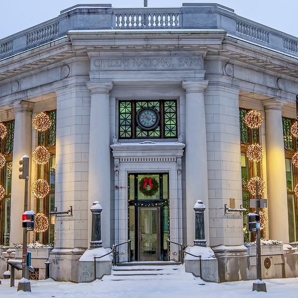 CHRISTMAS CARD - Citizens Bank, Frederick, Maryland, Christmas, snow, winter, holiday, Dorsz