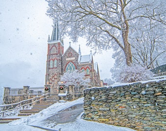 CHRISTMAS CARD - St Peters, Harpers Ferry, WV, winter, decor, holiday, Dorsz