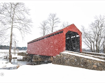 The Red Bridge, Frederick, County, Maryland, greeting card, thank you, anniversary, birthday, invitation, thinking of you, card