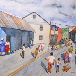 Watercolor Print - After Church on Sunday