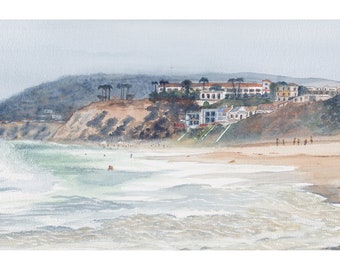 Salt Creek Beach, Watercolor, Giclee, Print, ocean, artwork, wall art, coast, California, surf, Tom Dorsz Watercolor