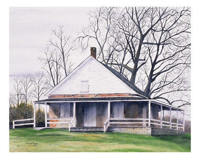 Friend's Meeting House, Watercolor, Union Bridge, Maryland, Quaker, Giclee Print, original, wall art, country, trees, artwork, historic