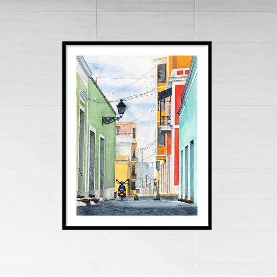 Watercolor Print Viejo San Juan Old San Juan Print Old San Etsy