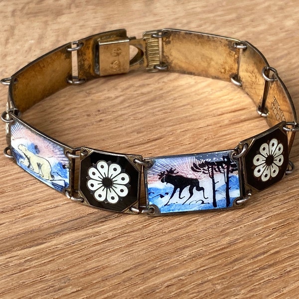 David Andersen Sterling Enamel Bracelet Scandinavian Arctic Scenic Links