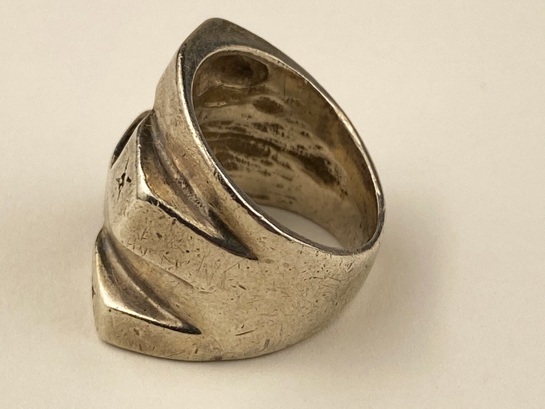Sterling and clear stone large faceted stack ring