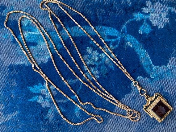 Antique Victorian 50" Lorgnette chain necklace wi… - image 1